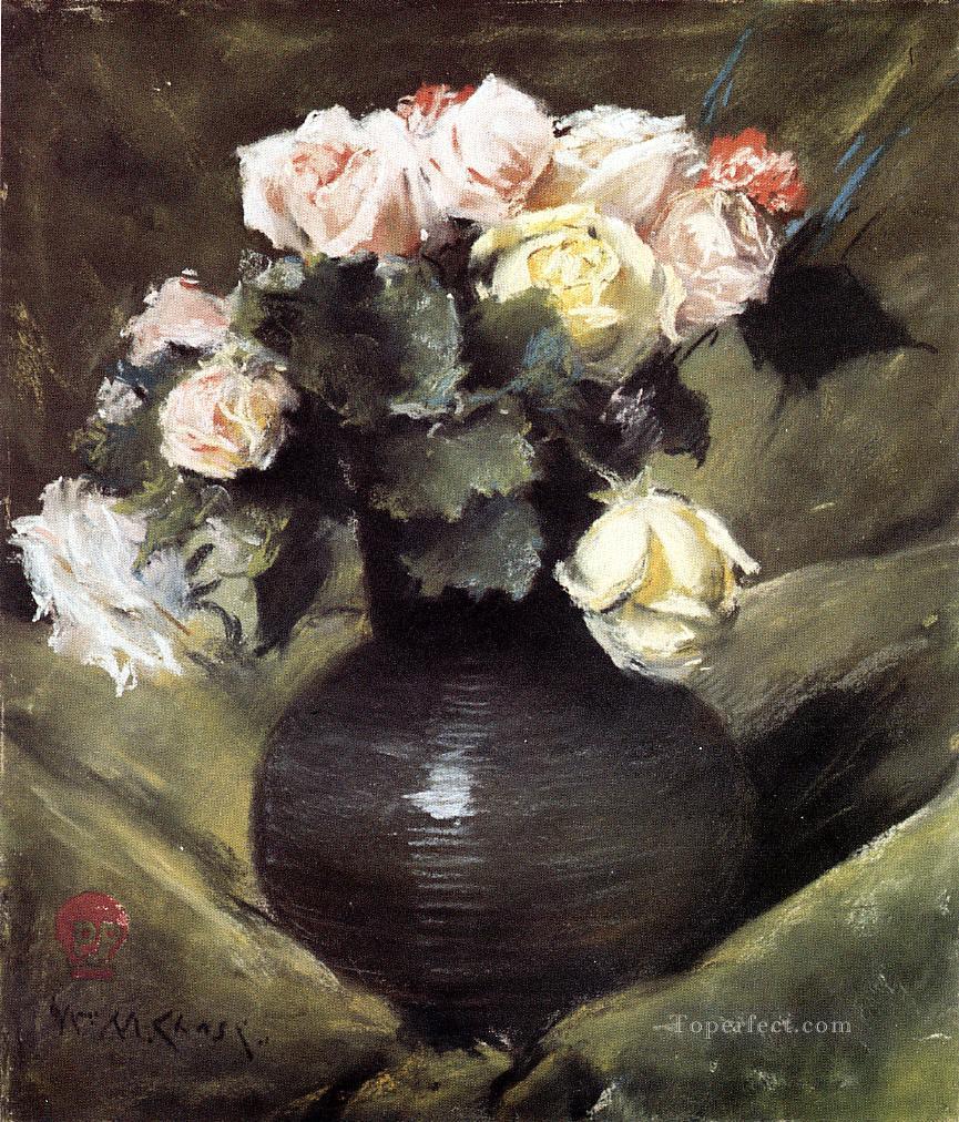 花 別名バラ印象派の花ウィリアム・メリット・チェイス油絵